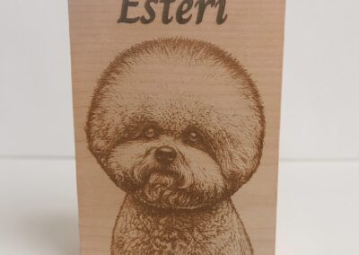 Wooden plaque from your own photo, dog portrait engraved on birch plywood
